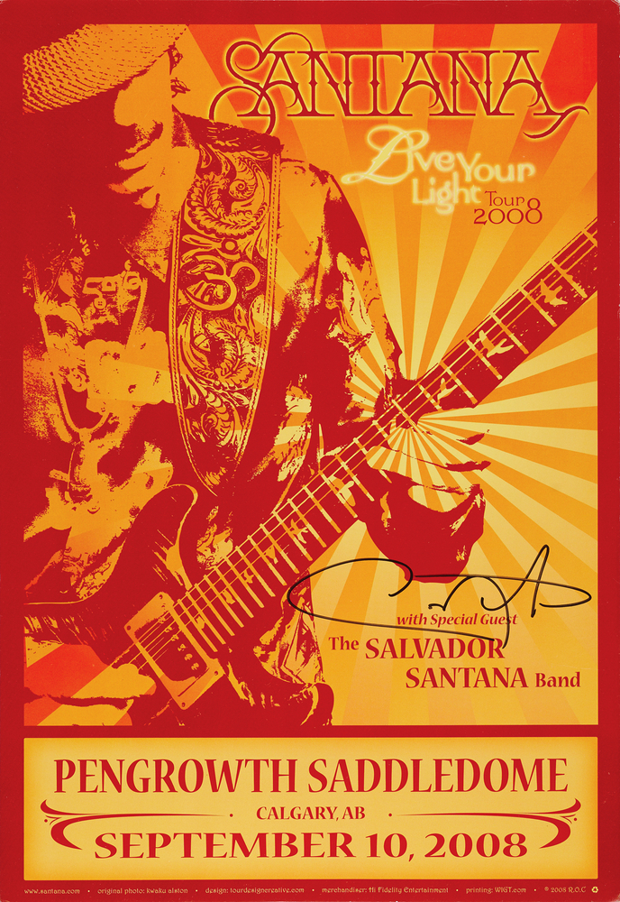 Lot 680 Carlos Santana Signed 2008 Calgary Concert Poster