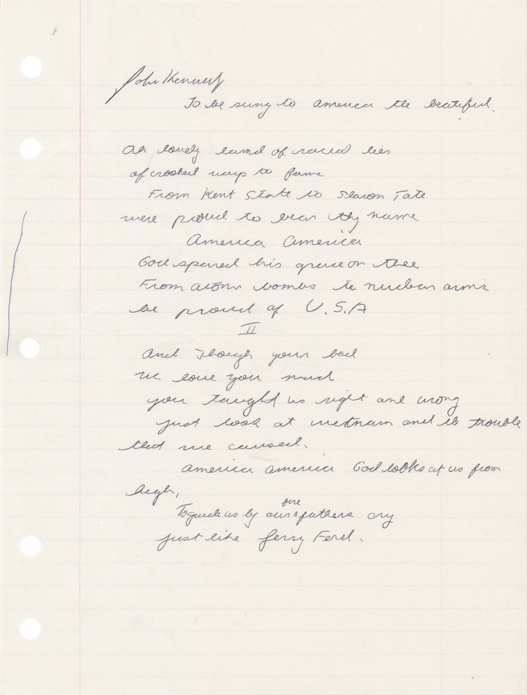 Lot 296 John F. Kennedy, Jr. Autograph Manuscript Signed - Middle School Poem, 