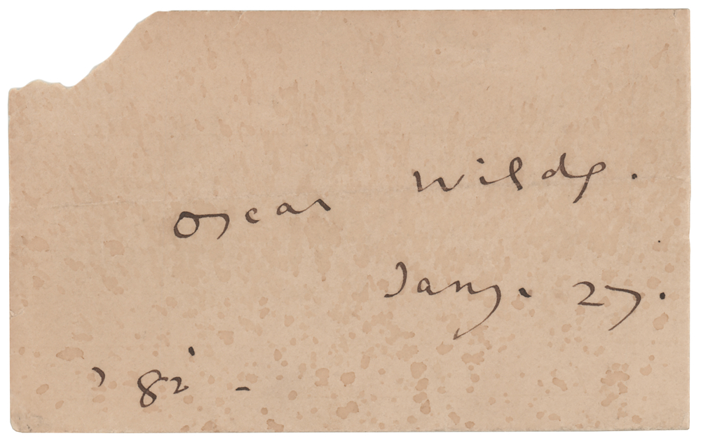 Lot 589 Oscar Wilde Signature, Dated to His 1882 Albany Lecture During His American Tour