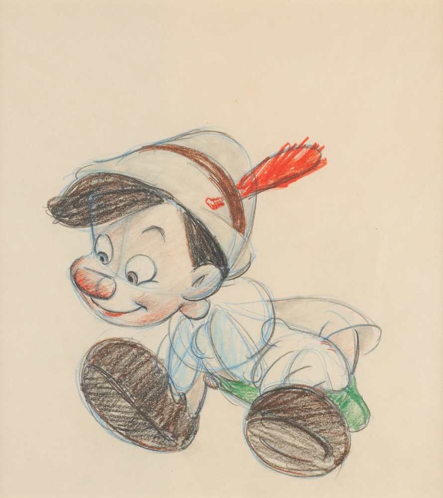 Lot 532 Pinocchio preproduction concept drawing from Pinocchio - From the Collection of the Walt Disney Studios Treasurer