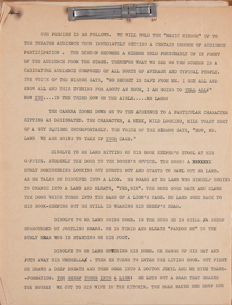 Lot 518 Walt Disney Studios: Story Concept for the 
