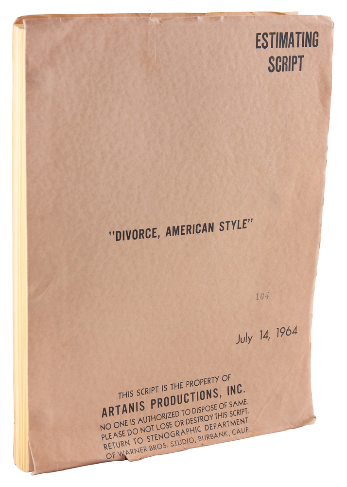 Lot 750 Marriage on the Rocks Original Estimating Script by Cy Howard