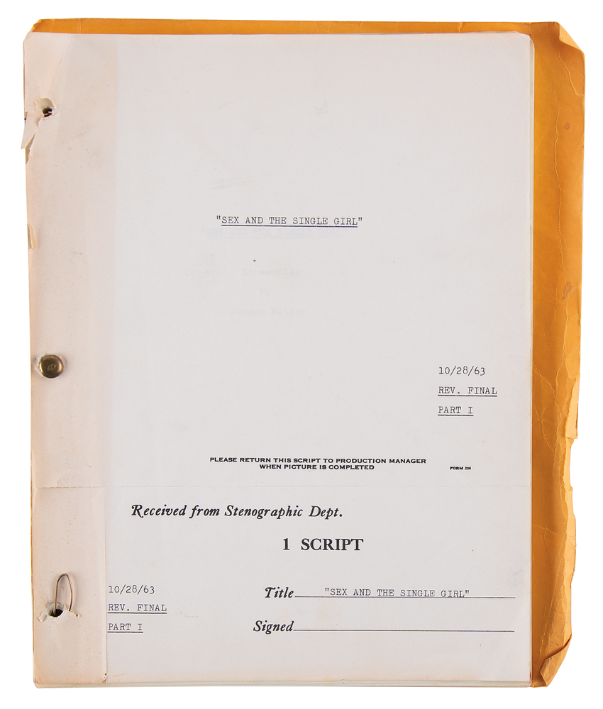 Lot 780 Sex and the Single Girl Original Script by Joseph Heller