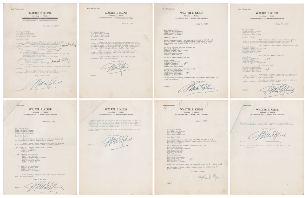 Lot 742 Walter E. Kline Advertising Archive: Hollywood Stars Promote Remington Rand Typewriters (1936)