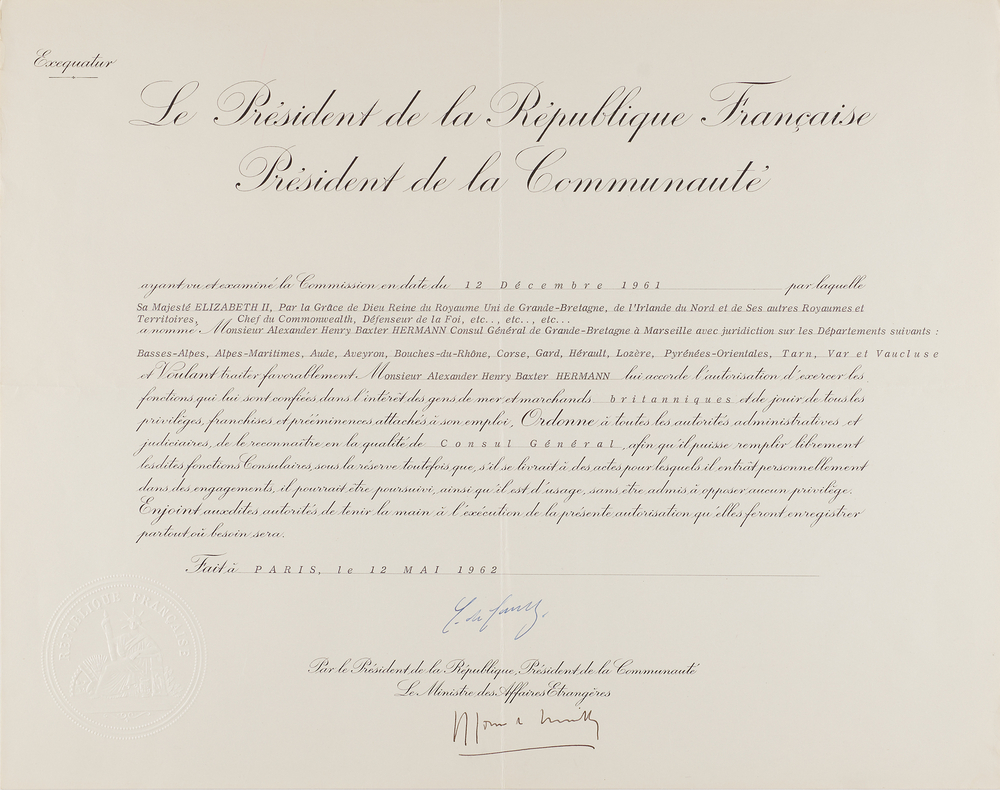Lot 337 Charles de Gaulle Document Signed as President of France