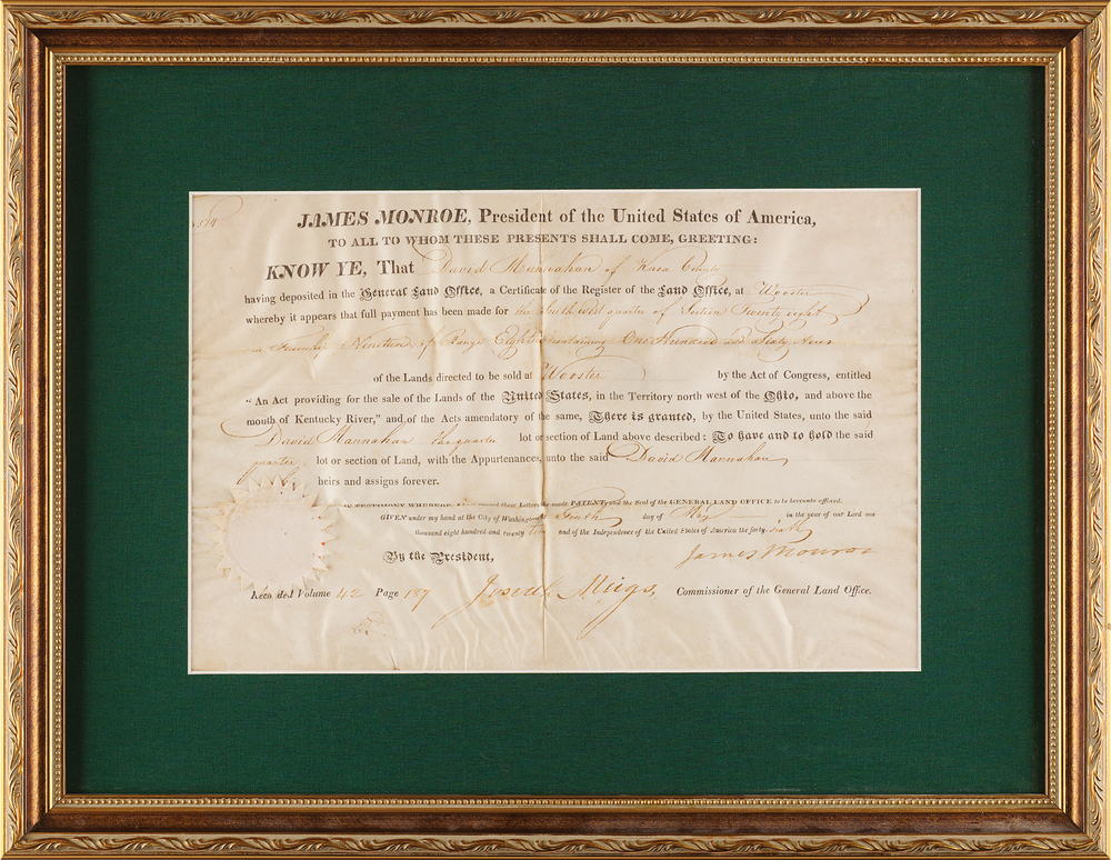 Lot 8 James Monroe Document Signed as President