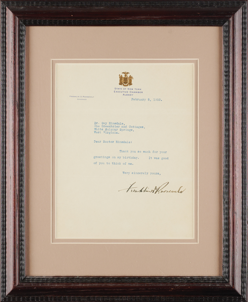 Lot 64 Franklin D. Roosevelt Typed Letter Signed