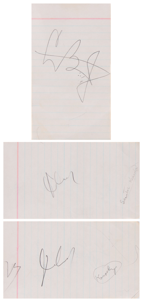 Lot 112 John F. Kennedy Twice-Signed and Lyndon B. Johnson Signed Notebook from the 1960 Kennedy-Johnson Rally in Des Moines