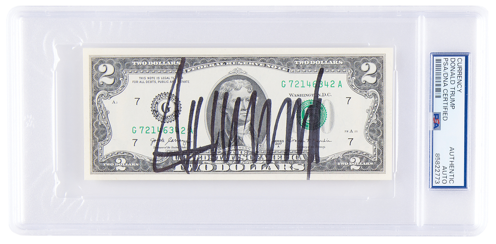 Lot 242 Donald Trump Signed $2 Dollar Bill
