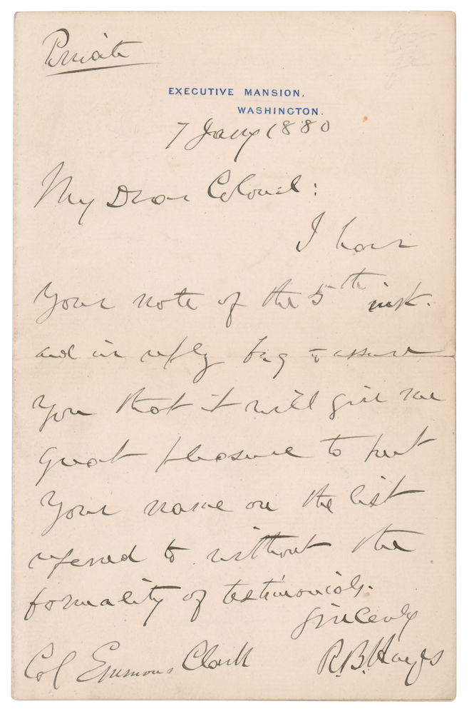 Lot 35 Rutherford B. Hayes Autograph Letter Signed as President