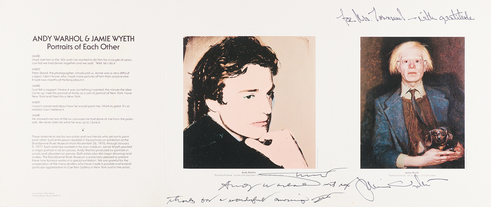 Lot 513 Andy Warhol and Jamie Wyeth Signed 1976 Exhibit Folder