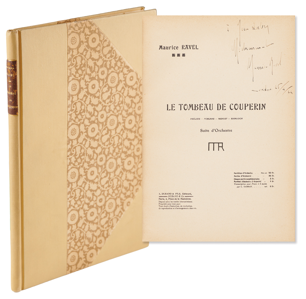 Lot 604 Maurice Ravel Signed ‘Le Tombeau de Couperin’ Orchestral Score (1919 First Edition)