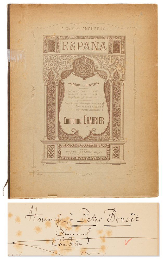 Lot 592 Emmanuel Chabrier Signed 1884 ‘España’ Full Orchestral Score (First Edition)