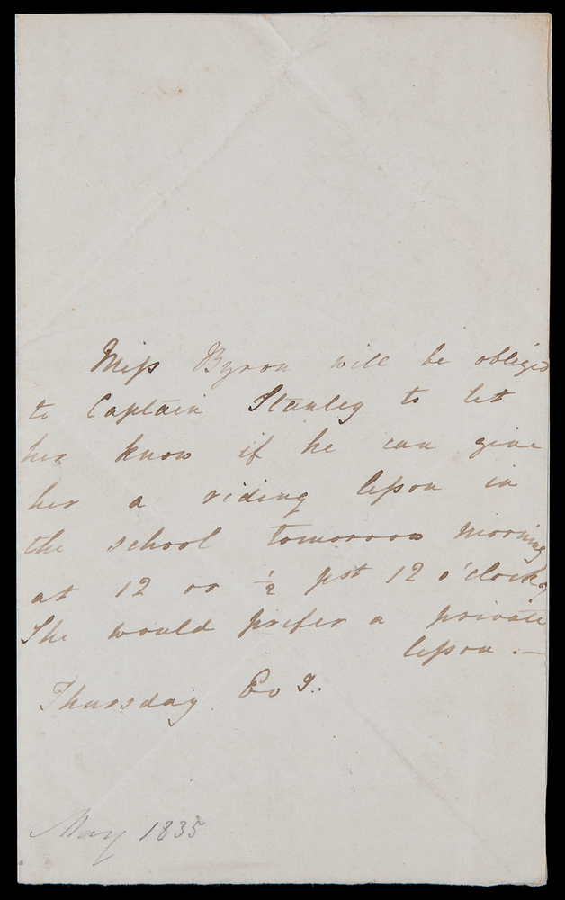 Lot 399 Ada Lovelace Third-Person Autograph Letter Signed Requesting a Private Riding Lesson (1835)