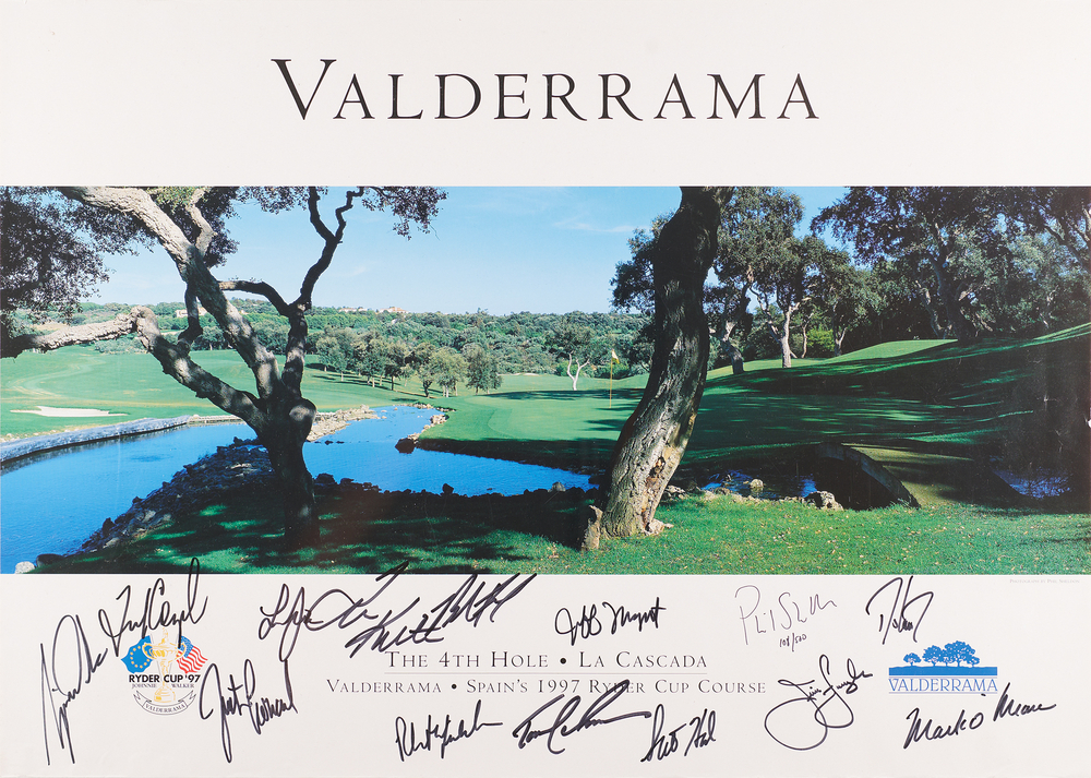 Lot 817 Tiger Woods and 1997 U.S. Ryder Cup Team Multi-Signed ‘Valderrama’ Poster (Ltd. Ed. #108/500) - 23.5˝ x 16.5˝