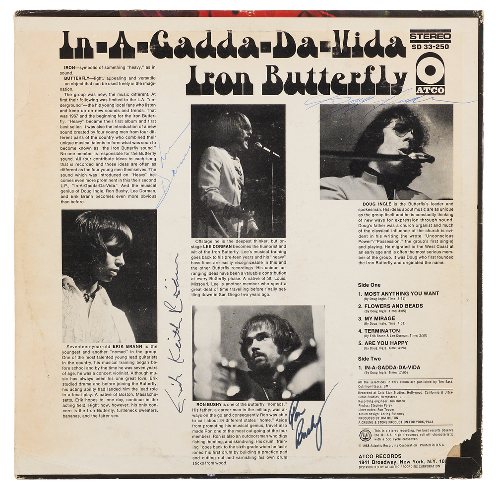 Lot 645 Iron Butterfly Signed Album - In-A-Gadda-Da-Vida