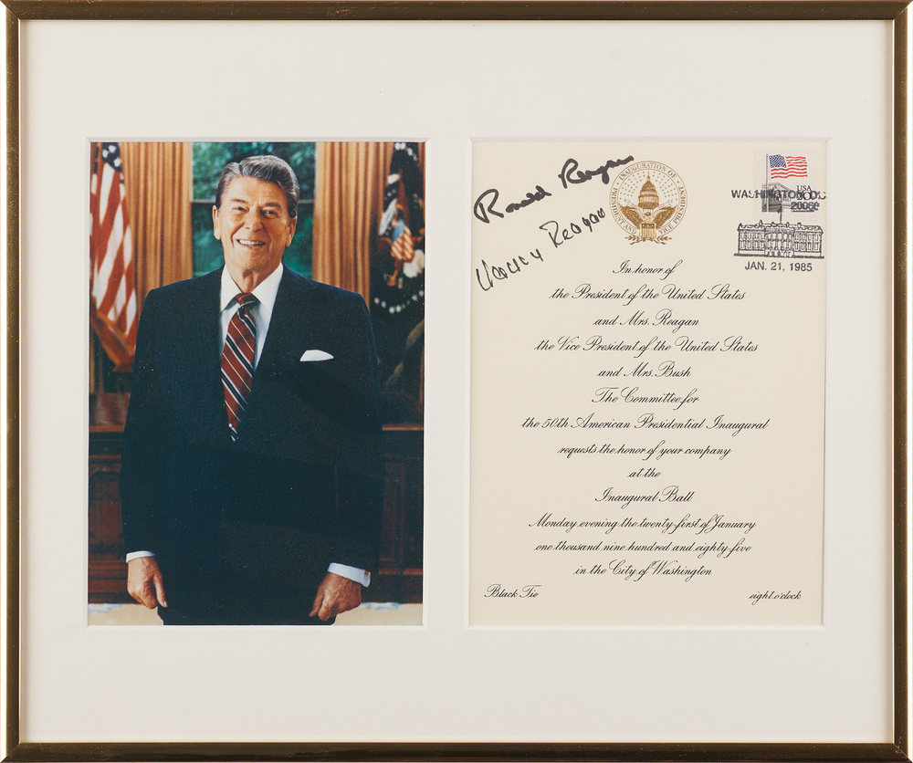Lot 223 Ronald and Nancy Reagan Signed 1985 'Inaugural Ball' Invitation