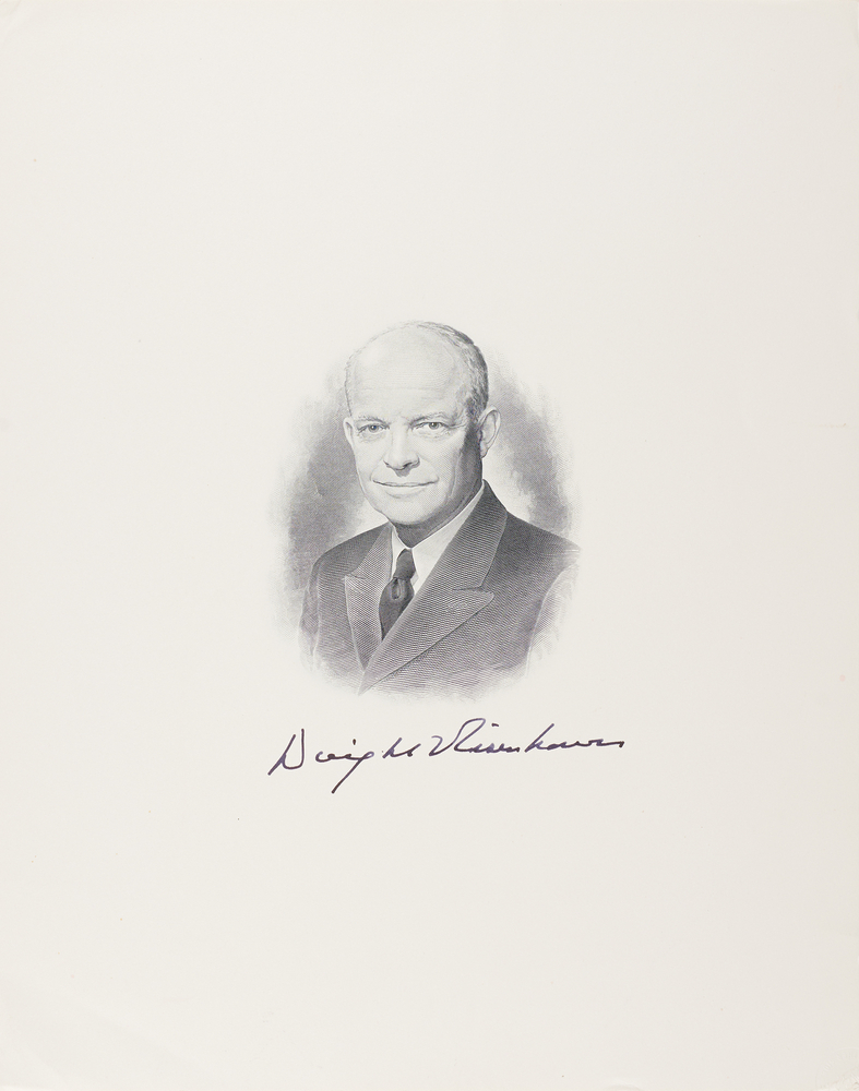 Lot 69 Dwight D. Eisenhower Signed Oversized Engraving
