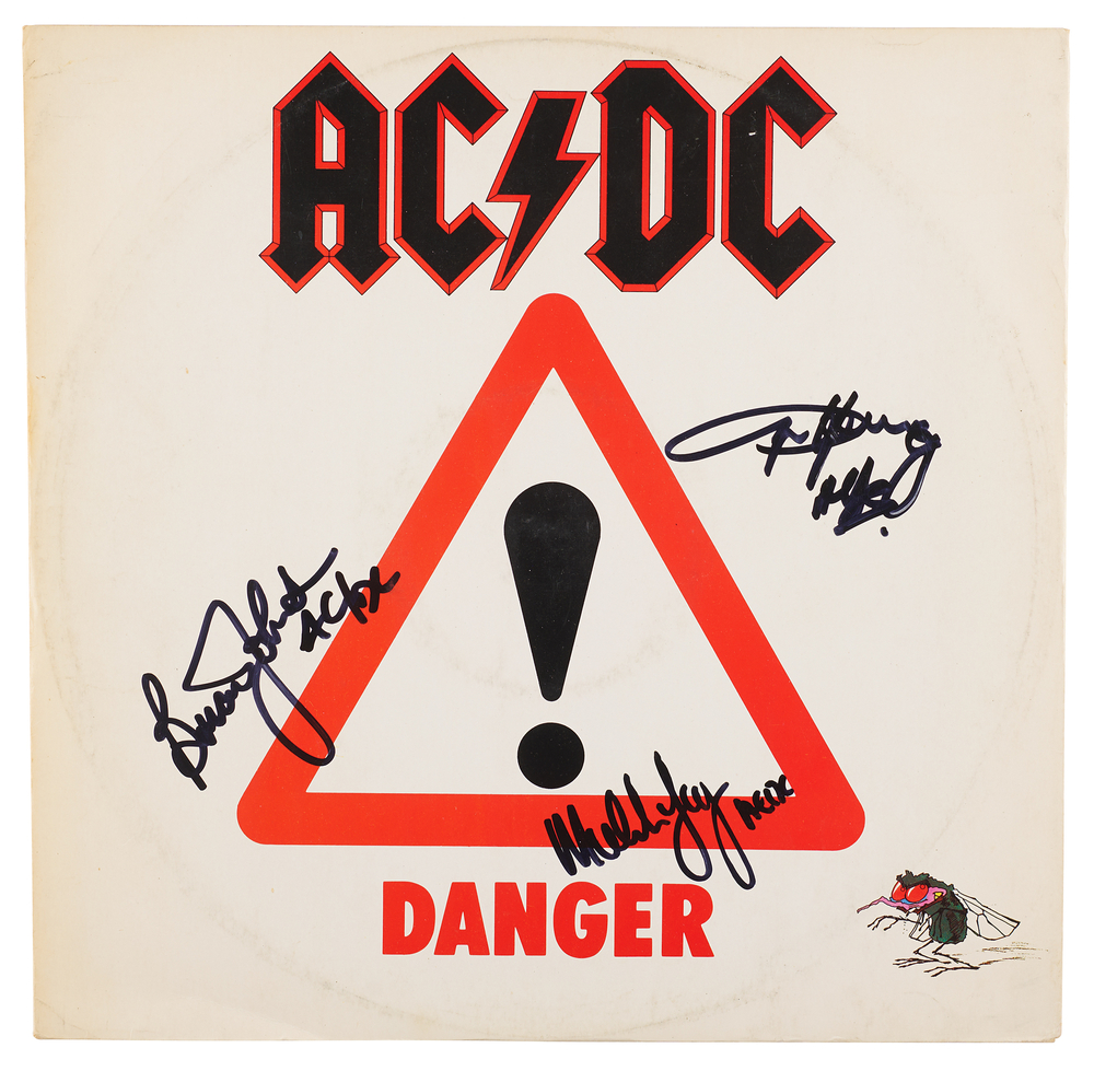 Lot 613 AC/DC Signed 12-Inch Single Record - 'Danger'