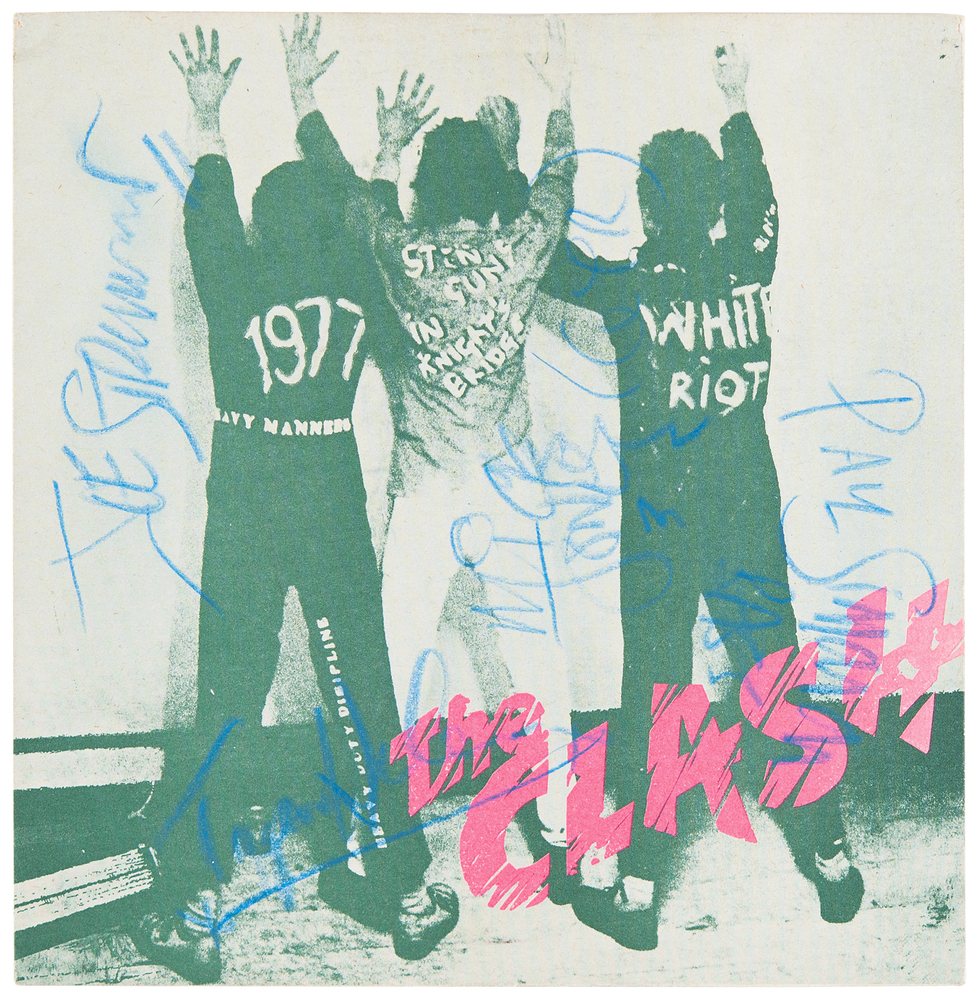 Lot 690 The Clash Signed 45 RPM Single Record - 'White Riot'