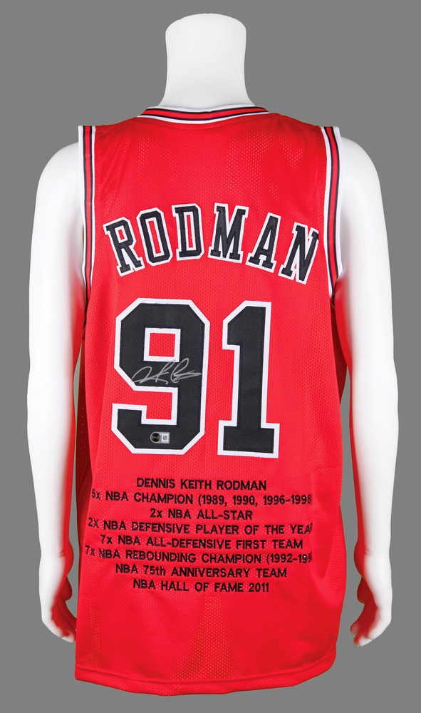 Lot 814 Dennis Rodman Signed Chicago Bulls Basketball Jersey