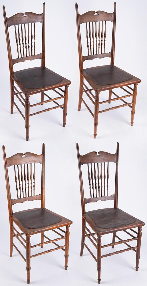 Lot 92 Camp David (4) Spindle-Back Chairs, Each With an Engraved “U.S. Property” Plate - Obtained From White House Photographer George J. Szabo