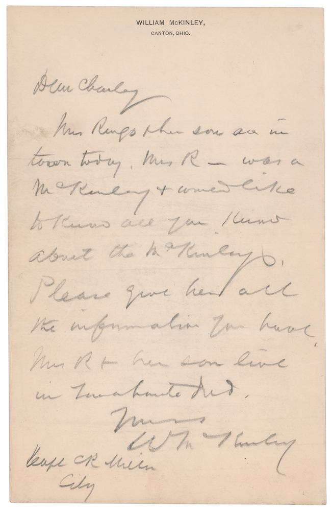Lot 45 William McKinley Autograph Letter Signed on His Family Heritage: 