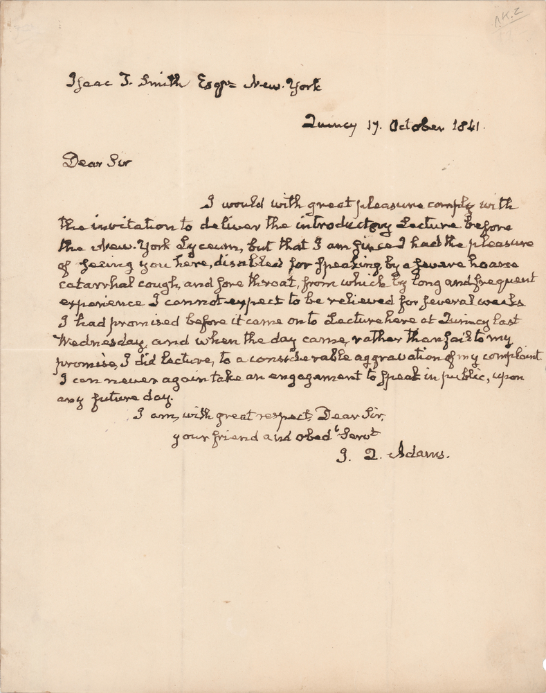 Lot 9 John Quincy Adams Autograph Letter Signed: 