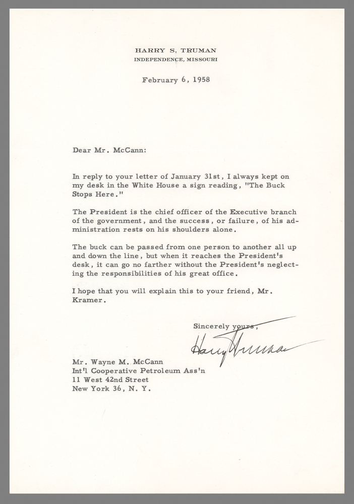 Lot 66 Harry S. Truman Typed Letter Signed on 