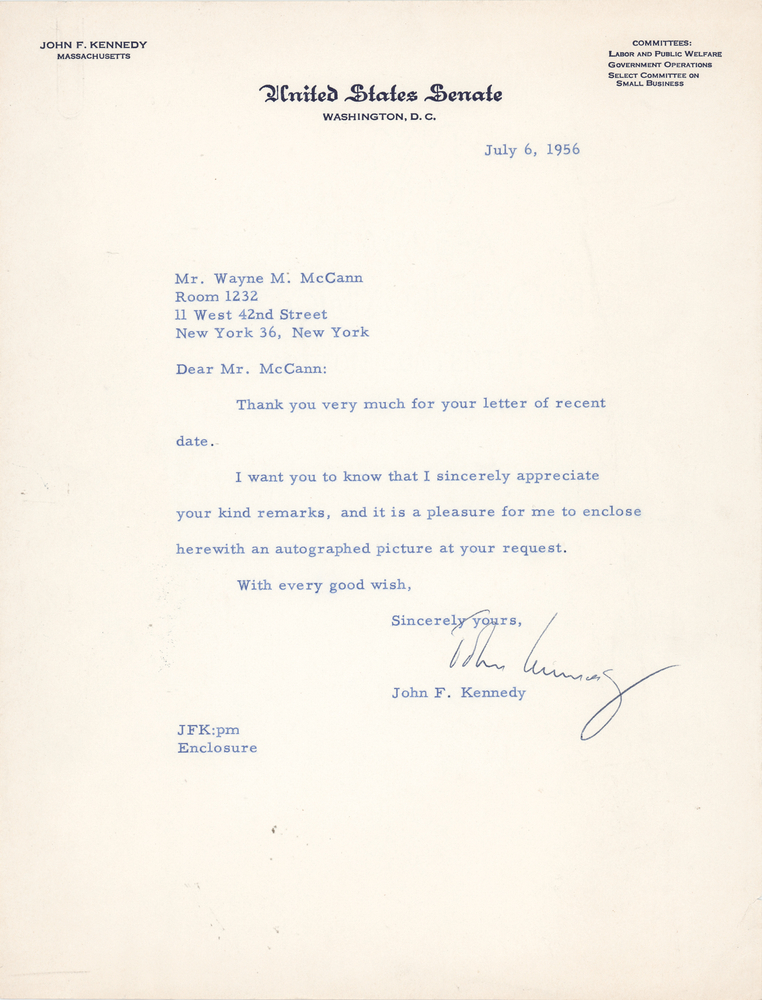 Lot 96 John F. Kennedy Typed Letter Signed