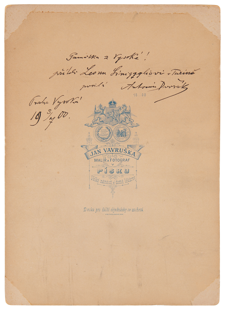 Lot 596 Antonín Dvorak Signed Imperial Cabinet Photograph to Composer Leone Sinigaglia