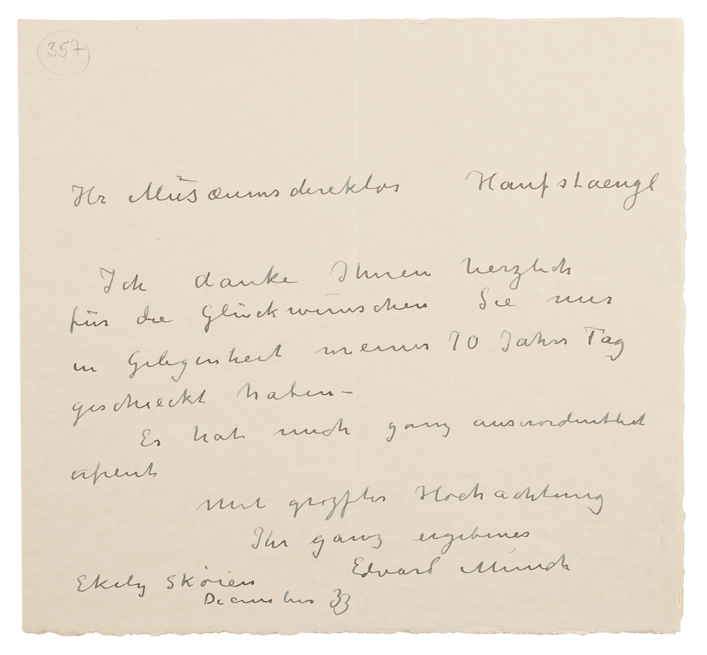 Lot 510 Edvard Munch Autograph Letter Signed