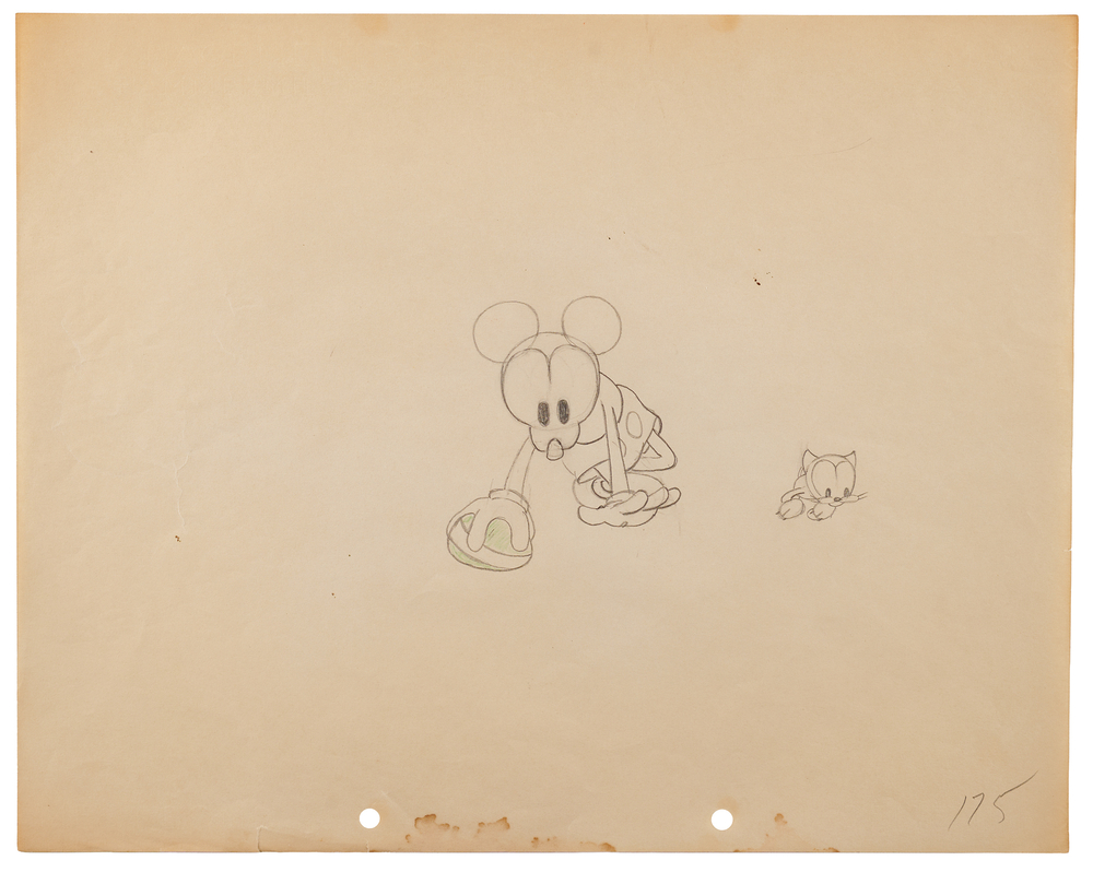 Lot 528 Mickey Mouse and Kitten production drawing from Mickey's Pal Pluto