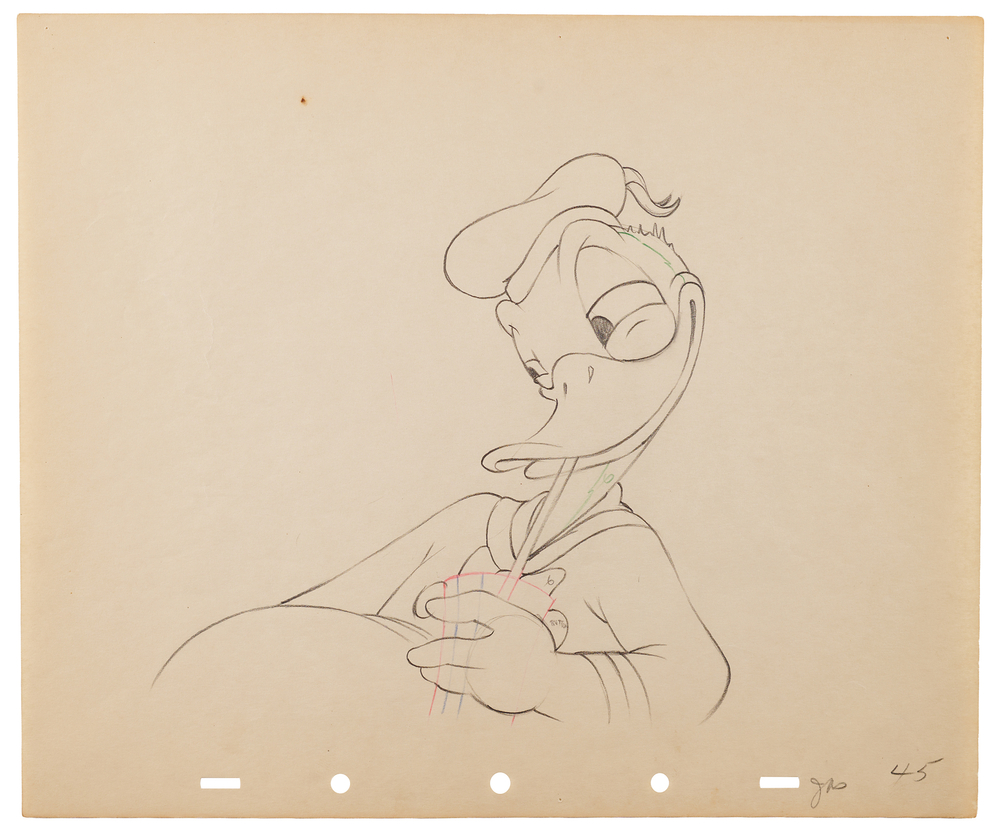 Lot 539 Donald Duck production drawing from Self Control