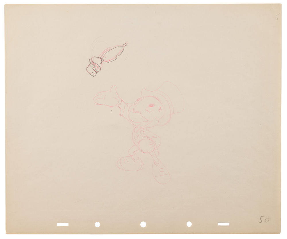 Lot 531 Jiminy Cricket production drawing from Pinocchio