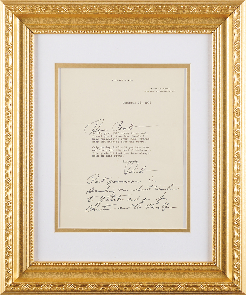 Lot 209 Richard Nixon Typed Letter Signed with Autograph Postscript