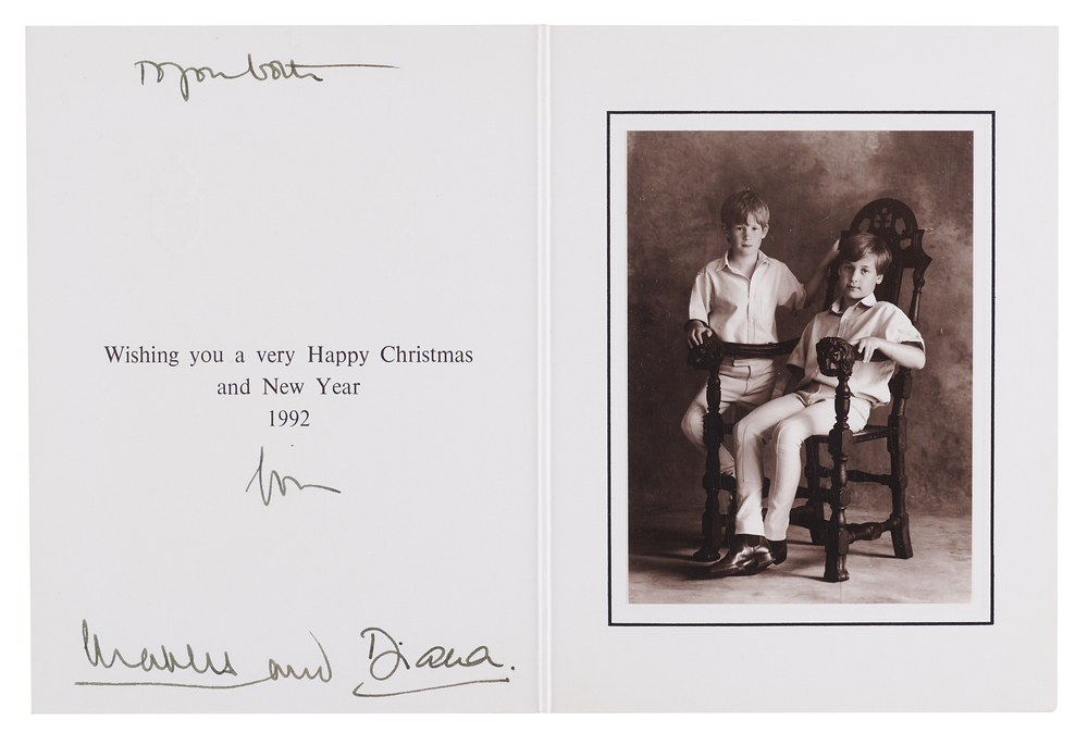 Lot 362 Princess Diana and King Charles III Signed Christmas Card (1992)