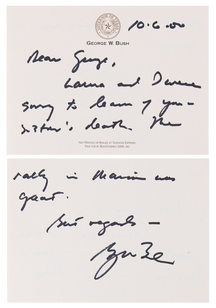 Lot 230 George W. Bush Autograph Letter Signed as Governor to Illinois Governor George Ryan - 2000 Presidential Campaign