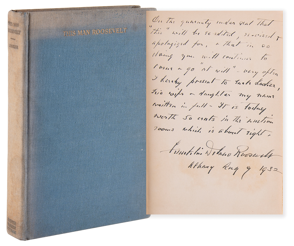 Lot 61 Franklin D. Roosevelt Signed Book - This Man Roosevelt, Presented to the Author with 