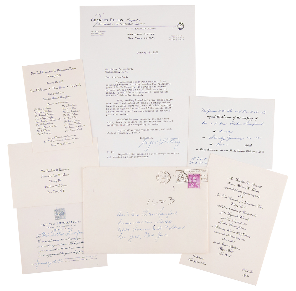 Lot 293 Kennedy Family: Peter Lawford Autograph Manuscript Signed on Joseph P. Kennedy, TLS to Lawford by Ted Kennedy, and Letter on 