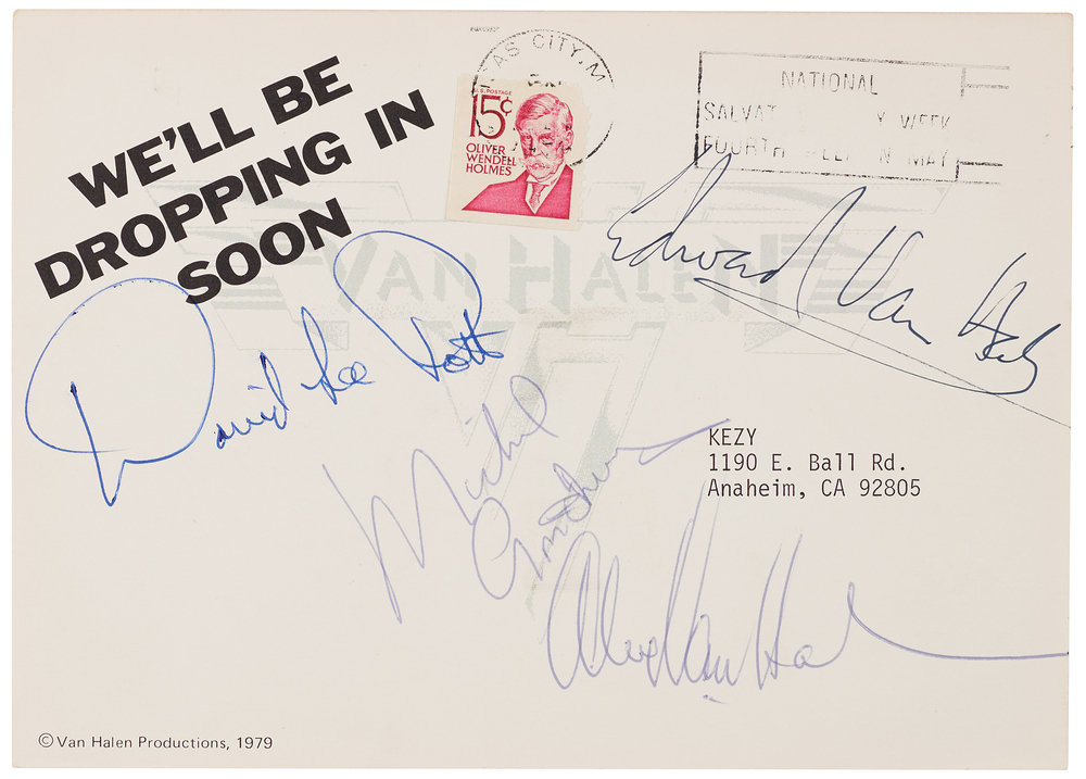 Lot 687 Van Halen Signed Postcard