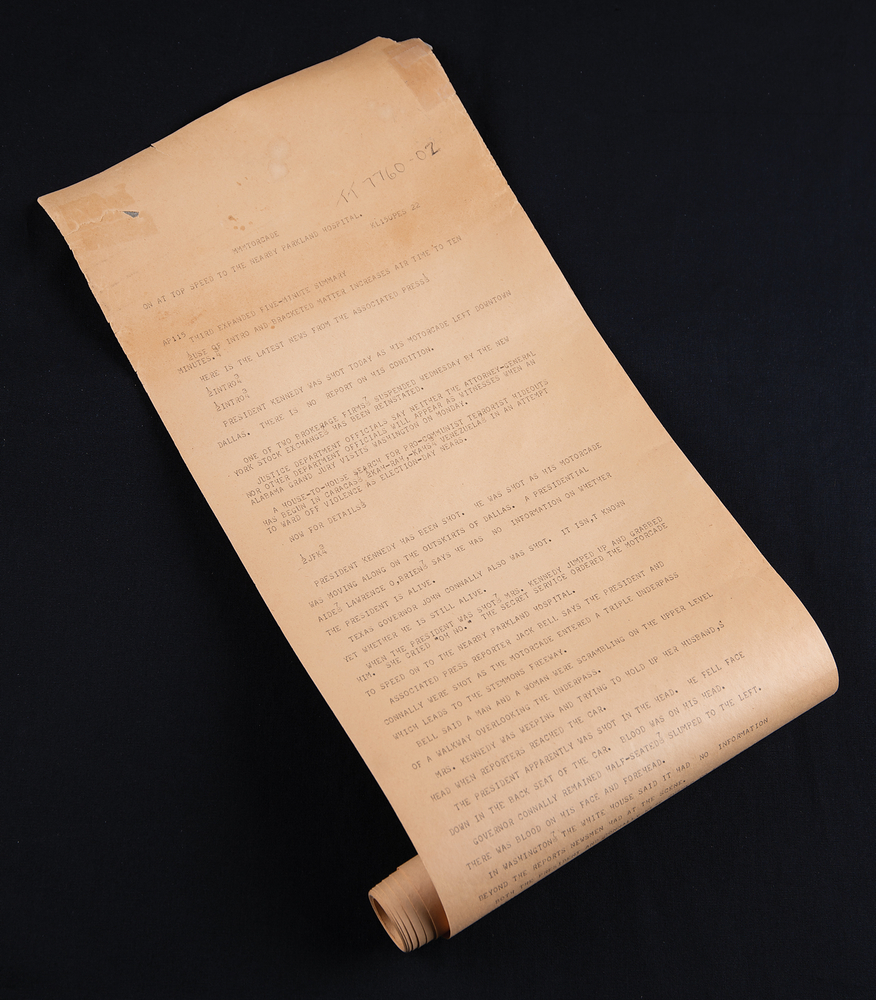 Lot 125 John F. Kennedy Assassination: Associated Press Teletype Roll (6 Feet in Length)