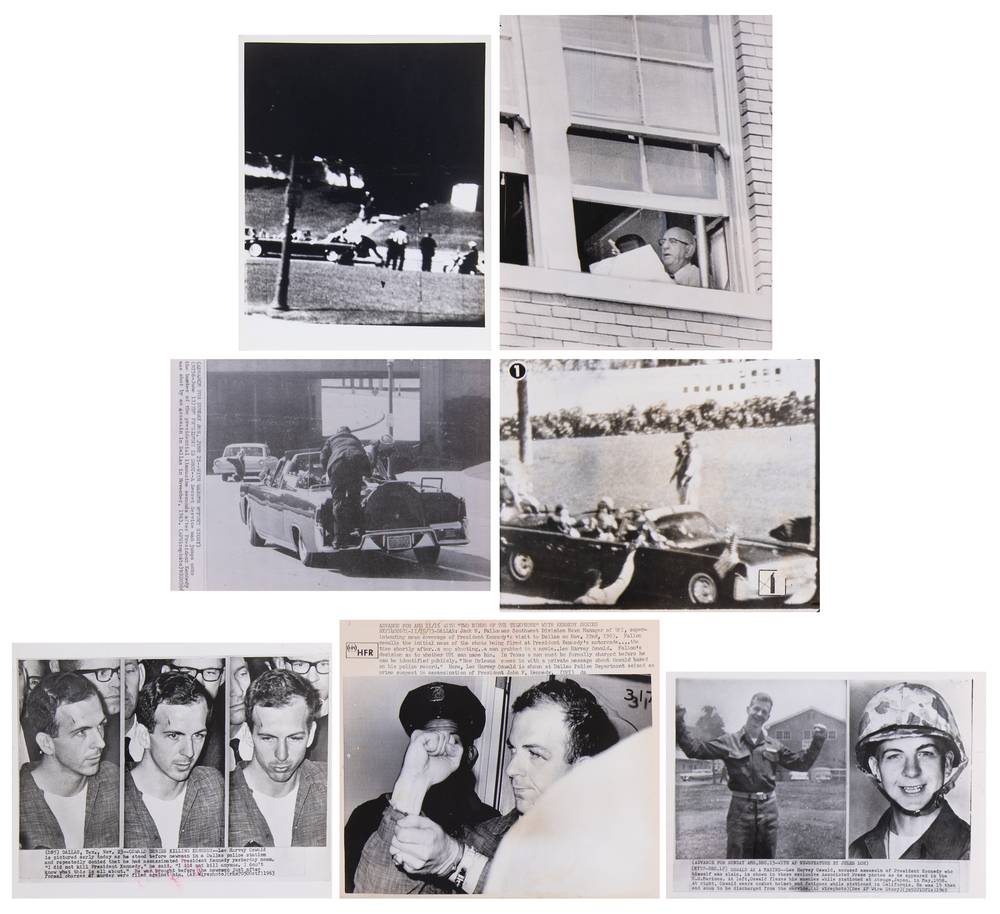 Lot 449 Kennedy Assassination: (7) Wirephotos of the Motorcade, Lee Harvey Oswald, and the Investigation