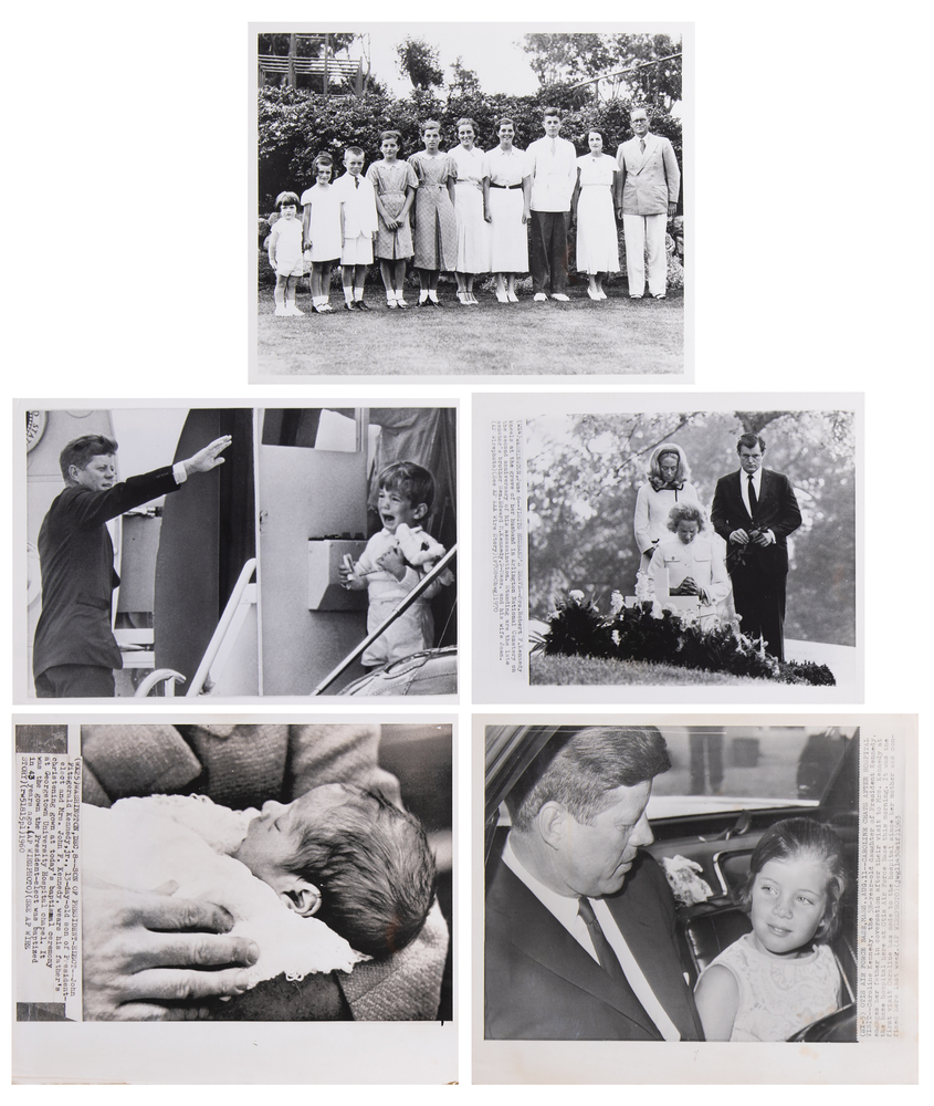 Lot 132 Kennedy Family: (5) Wirephotos of John, Caroline, John Jr., and Others