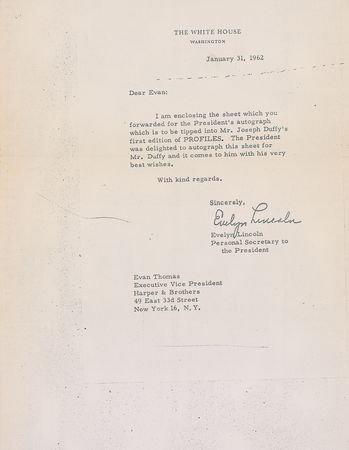 Lot #105 John F. Kennedy 1962 Profiles in Courage Signed Book - White House - Image 4