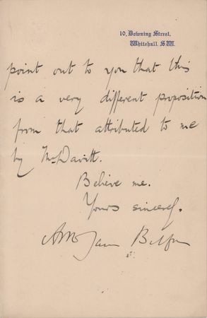 Lot #334 Arthur James Balfour Partial Letter