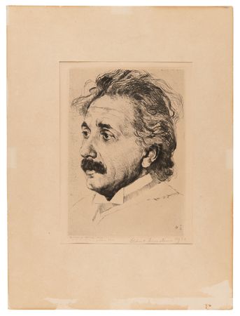 Lot #393. Albert Einstein Signed Etching by Hermann Struck (c. 1931) (Ltd. Ed. #40/50)