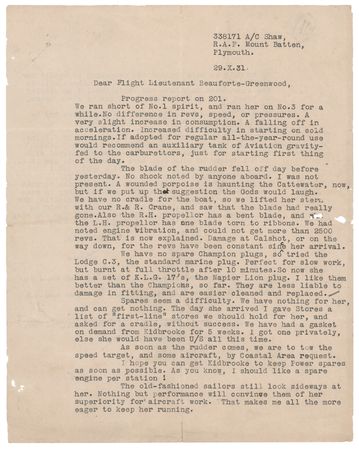 Lot #578 T. E. Lawrence Typed Letter Signed on