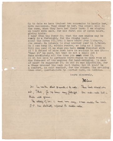 Lot #578 T. E. Lawrence Typed Letter Signed on Royal Air Force Matters and His Memoir, Seven Pillars of Wisdom - Image 2