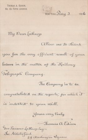 Lot #392 Thomas Edison Autograph Letter Signed on